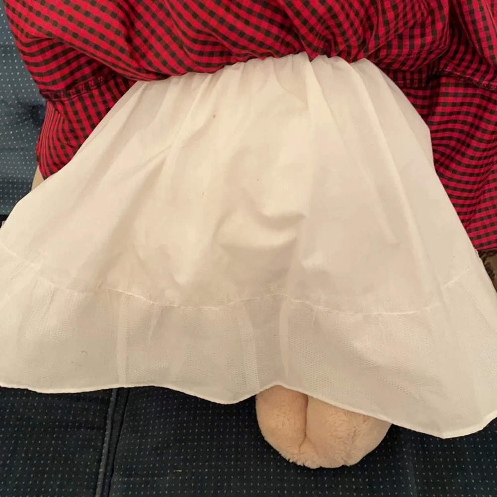 Vintage 1981 Ganz Wrinkles, the dog puppet, with Christmas dress, hair ties OLCC